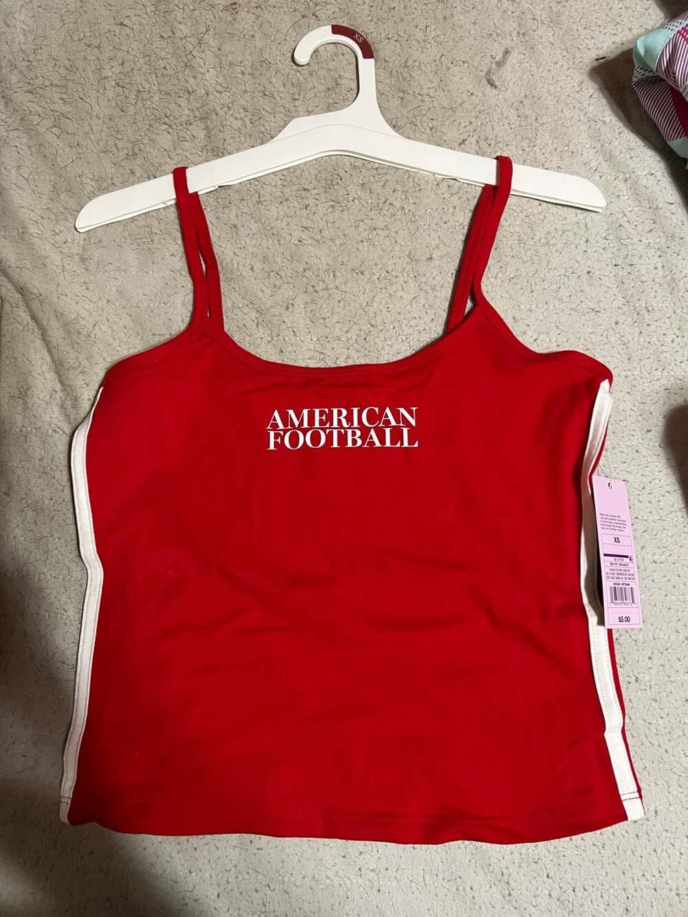 Wild Fable American Football Red Side Stripe Graphic Cami Tank Top, Size XS